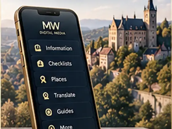 MW Digital Pocket — aplikacja mobilna na tle krajobrazu Turyngii